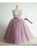 Beaded Lavender Satin Tulle Tutu Flower Girl Dress